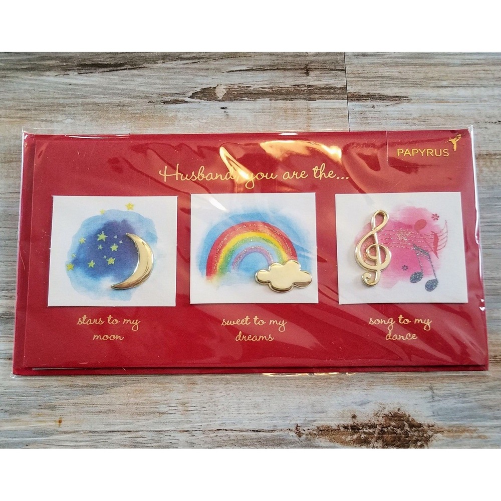 Papyrus Romantic Music Heart Charm Love My Husband Valentines Day Card Sealed